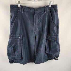 PLUGG Shorts Mens 34x11 Blue Cargo Short Embroidered